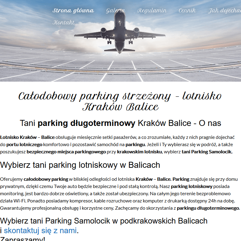 Kraków - prywatne parkingi balice